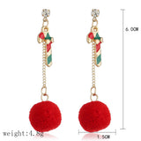 Maxbell Christmas Themed Cute Red Ball Dangle Earrings Fashion Gift Walking Stick