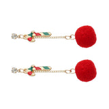 Maxbell Christmas Themed Cute Red Ball Dangle Earrings Fashion Gift Walking Stick