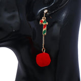Maxbell Christmas Themed Cute Red Ball Dangle Earrings Fashion Gift Walking Stick