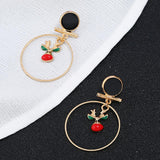 Maxbell Loop Ring Dangle Christmas Themed Earrings Festival Jewelry Charms Elk