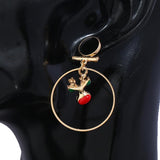 Maxbell Loop Ring Dangle Christmas Themed Earrings Festival Jewelry Charms Elk