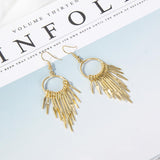 Maxbell 1 Pair Women Tassel Long Drop Earrings Statement Party Jewelry Gift Golden