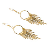 Maxbell 1 Pair Women Tassel Long Drop Earrings Statement Party Jewelry Gift Golden