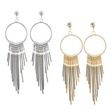 Maxbell 1 Pair Women Tassel Crystal Long Drop Earrings Statement Jewelry Golden