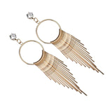 Maxbell 1 Pair Women Tassel Crystal Long Drop Earrings Statement Jewelry Golden