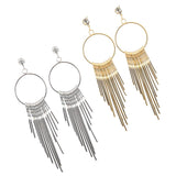 Maxbell 1 Pair Women Tassel Crystal Long Drop Earrings Statement Jewelry Golden