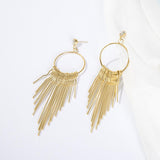 Maxbell 1 Pair Women Tassel Crystal Long Drop Earrings Statement Jewelry Golden