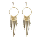 Maxbell 1 Pair Women Tassel Crystal Long Drop Earrings Statement Jewelry Golden