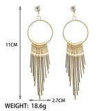 Maxbell 1 Pair Women Tassel Crystal Long Drop Earrings Statement Jewelry Golden