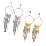Maxbell 1 Pair Women Tassel Crystal Long Drop Earrings Statement Jewelry Golden