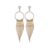 Maxbell 1 Pair Women Tassel Crystal Long Drop Earrings Statement Jewelry Golden