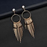 Maxbell 1 Pair Women Tassel Crystal Long Drop Earrings Statement Jewelry Golden