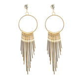 Maxbell 1 Pair Women Tassel Crystal Long Drop Earrings Statement Jewelry Golden