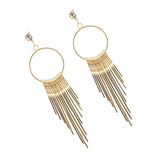 Maxbell 1 Pair Women Tassel Crystal Long Drop Earrings Statement Jewelry Golden