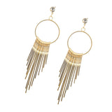 Maxbell 1 Pair Women Tassel Crystal Long Drop Earrings Statement Jewelry Golden