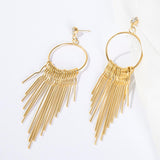 Maxbell 1 Pair Women Tassel Crystal Long Drop Earrings Statement Jewelry Golden