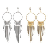 Maxbell 1 Pair Women Tassel Crystal Long Drop Earrings Statement Jewelry Golden