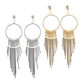 Maxbell 1 Pair Women Tassel Crystal Long Drop Earrings Statement Jewelry Golden