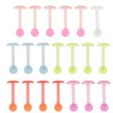 Maxbell 20pcs Luminous Acrylic Straight Barbell Lip Tongue Nipplering Helix 16G