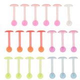 Maxbell 20pcs Luminous Acrylic Straight Barbell Lip Tongue Nipplering Helix 16G