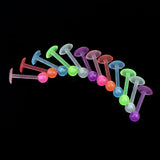 Maxbell 20pcs Luminous Acrylic Straight Barbell Lip Tongue Nipplering Helix 16G
