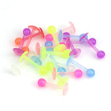 Maxbell 20pcs Luminous Acrylic Straight Barbell Lip Tongue Nipplering Helix 16G