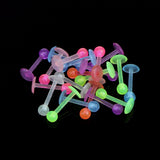 Maxbell 20pcs Luminous Acrylic Straight Barbell Lip Tongue Nipplering Helix 16G