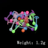 Maxbell 20pcs Luminous Acrylic Straight Barbell Lip Tongue Nipplering Helix 16G