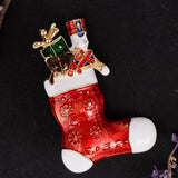 Maxbell Enamel Crystal Christmas Brooch Pin for Xmas Party Ornaments Gift Boote