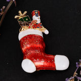 Maxbell Enamel Crystal Christmas Brooch Pin for Xmas Party Ornaments Gift Boote