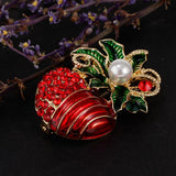 Maxbell Enamel Crystal Christmas Brooch Pin for Xmas Party Ornaments Gift Xmas Fruit