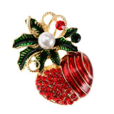 Maxbell Enamel Crystal Christmas Brooch Pin for Xmas Party Ornaments Gift Xmas Fruit