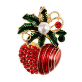 Maxbell Enamel Crystal Christmas Brooch Pin for Xmas Party Ornaments Gift Xmas Fruit