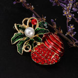 Maxbell Enamel Crystal Christmas Brooch Pin for Xmas Party Ornaments Gift Xmas Fruit