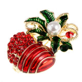 Maxbell Enamel Crystal Christmas Brooch Pin for Xmas Party Ornaments Gift Xmas Fruit