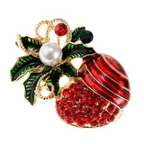 Maxbell Enamel Crystal Christmas Brooch Pin for Xmas Party Ornaments Gift Xmas Fruit