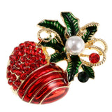 Maxbell Enamel Crystal Christmas Brooch Pin for Xmas Party Ornaments Gift Xmas Fruit