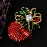 Maxbell Enamel Crystal Christmas Brooch Pin for Xmas Party Ornaments Gift Xmas Fruit