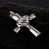 Maxbell Stainless Steel Crystal Love Heart Cross Urn Pendant Ashes Keepsake White