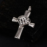 Maxbell Stainless Steel Crystal Love Heart Cross Urn Pendant Ashes Keepsake White