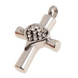 Maxbell Stainless Steel Crystal Love Heart Cross Urn Pendant Ashes Keepsake White