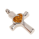 Maxbell Stainless Steel Crystal Love Heart Cross Urn Pendant Ashes Keepsake Yellow