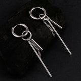 Maxbell Stainless Steel Long Bar Chain Earrings Ring Loop Ear Clip Piercing