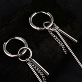 Maxbell Stainless Steel Long Bar Chain Earrings Ring Loop Ear Clip Piercing