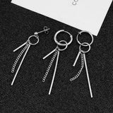 Maxbell Stainless Steel Long Bar Chain Earrings Ring Loop Ear Clip Piercing