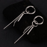 Maxbell Stainless Steel Long Bar Chain Earrings Ring Loop Ear Clip Piercing