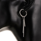 Maxbell Stainless Steel Long Bar Chain Earrings Ring Loop Ear Clip Piercing