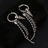 Maxbell Stainless Steel Link Ball Chain Hippy Punk Earrings Tassel Stud Non-piercing