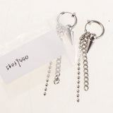 Maxbell Stainless Steel Link Ball Chain Hippy Punk Earrings Tassel Stud Non-piercing