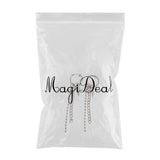 Maxbell Stainless Steel Link Ball Chain Hippy Punk Earrings Tassel Stud Non-piercing